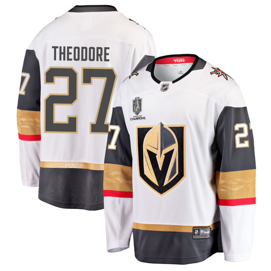 Shea Theodore  Vegas Golden Knights Fanatics Branded 2023 Stanley Cup Champions Away Breakaway Jersey - White