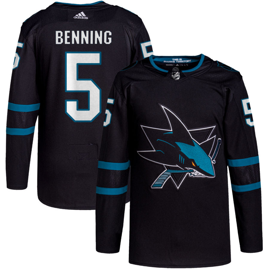 Matt Benning San Jose Sharks adidas Alternate Primegreen Authentic Pro Jersey - Black