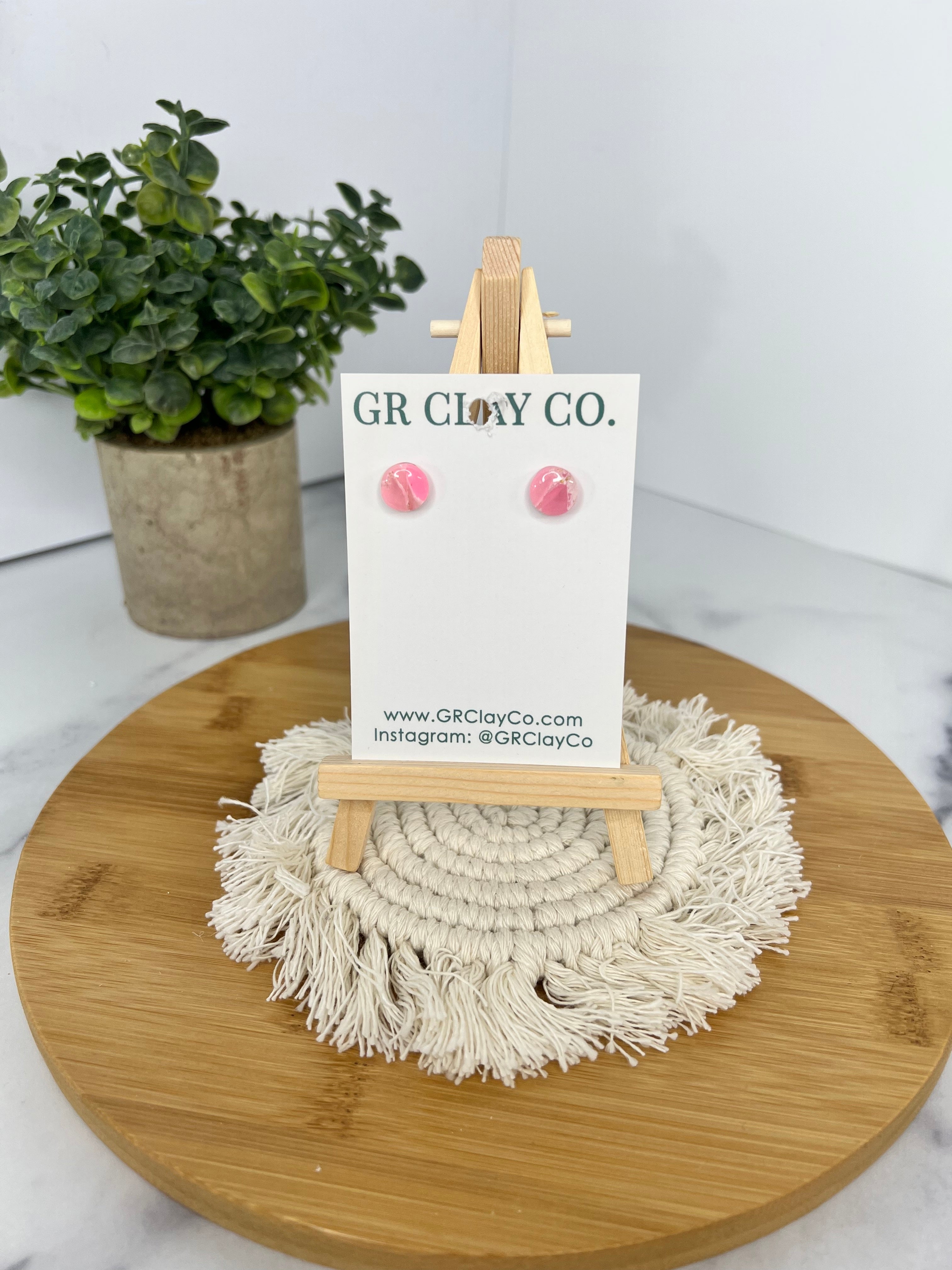 Pink Mini Circle Studs