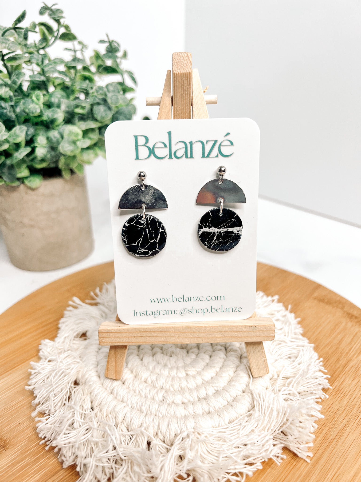 Black Marble Kaelyn Dangles